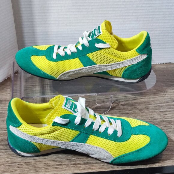 Puma Runner Suede & Mesh Sneakers men size 8.5 (EU41) green and yellow Brazil - Picture 2 of 11
